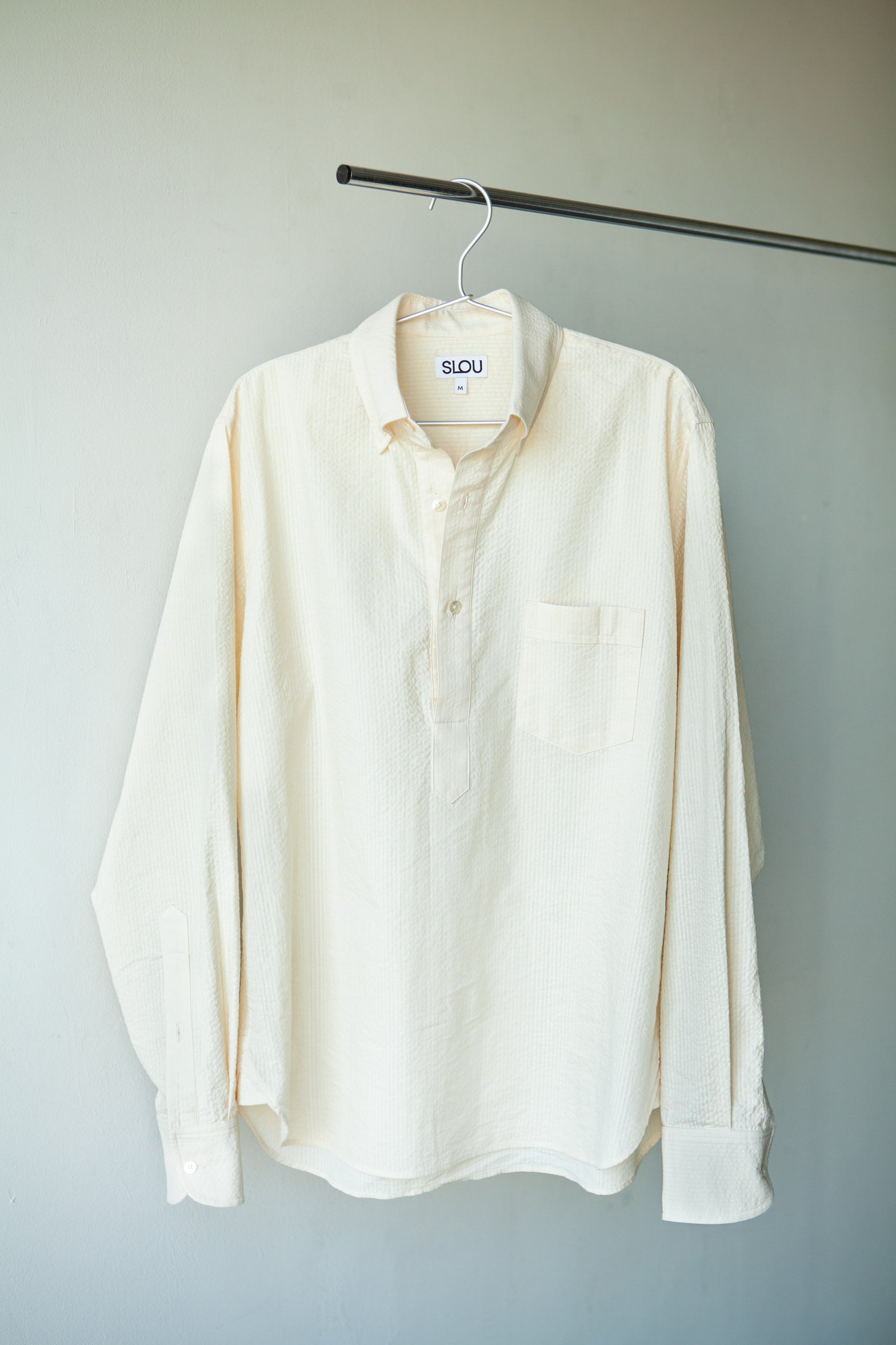 Seersucker Button Down Pullover